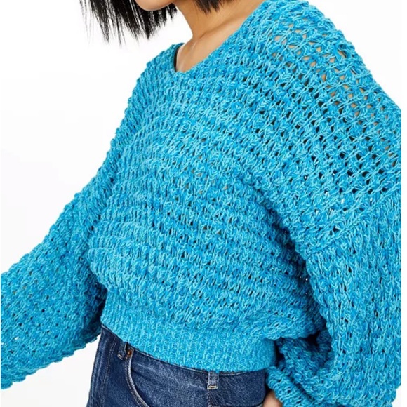 NWT Free People Coconut Loose Weave Sweater Teal - Picture 2 of 12